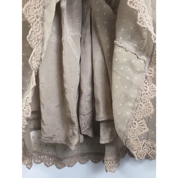 Farm Sz P Peasant Embroidered Tan Dress Semi sheer - Picture 8 of 10
